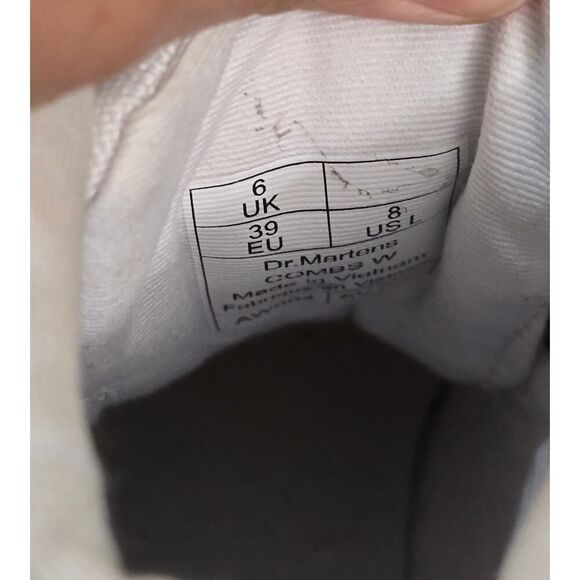 Dr. Martens Canvas Combat Boots White/Gray Lace Up Grunge Women's Size 8 - Picture 6 of 9